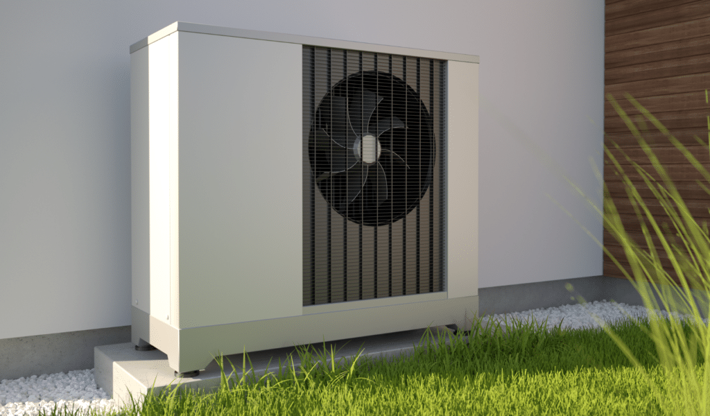 Air Source Heat Pump on house exterior