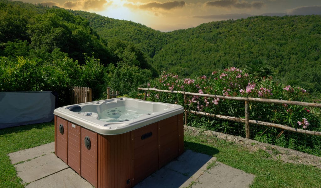 Hot tub in rolling hills