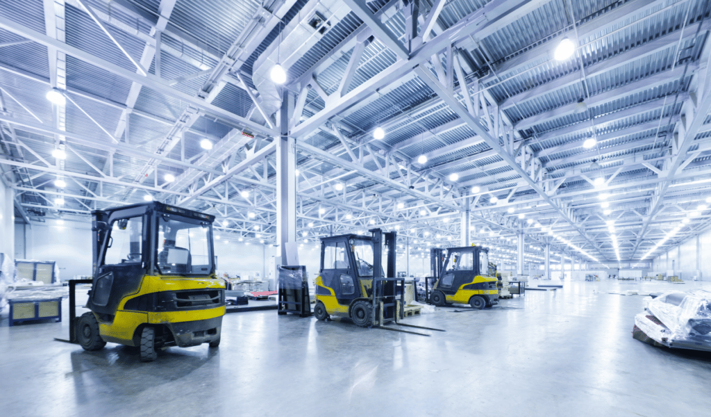 Industrial Warehouse with 3 fork lift trucks